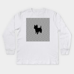 Cairn Terrier / Westie Dog Lover Gift - Scandi Geometric Silhouette Kids Long Sleeve T-Shirt